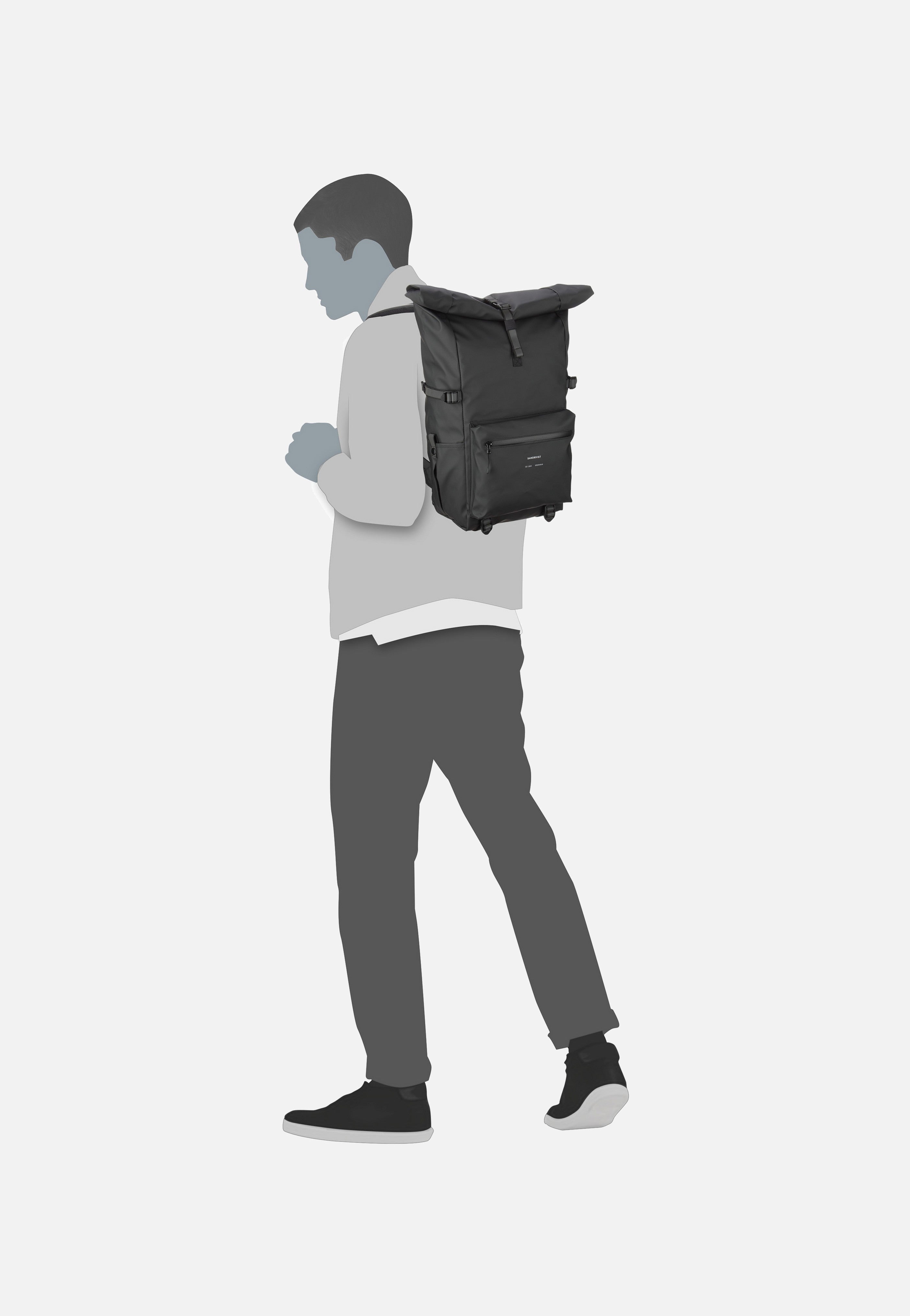 Ruben 2.0 Black - Rolltop Rucksack