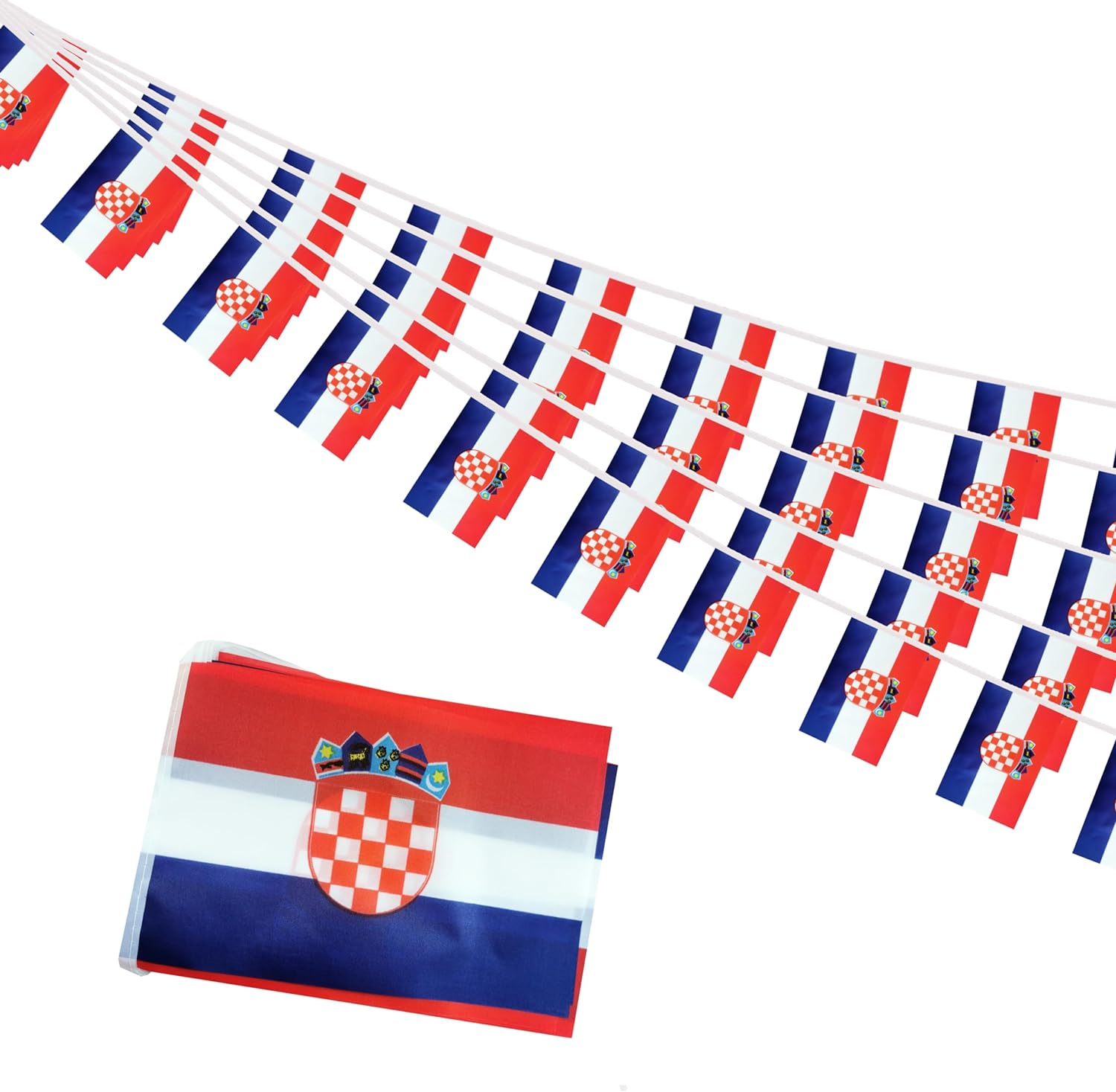 (10m) Stoff Flaggen Girlande Fussball EM Party Deko Accessoire Fahnen Banner - Kroatien