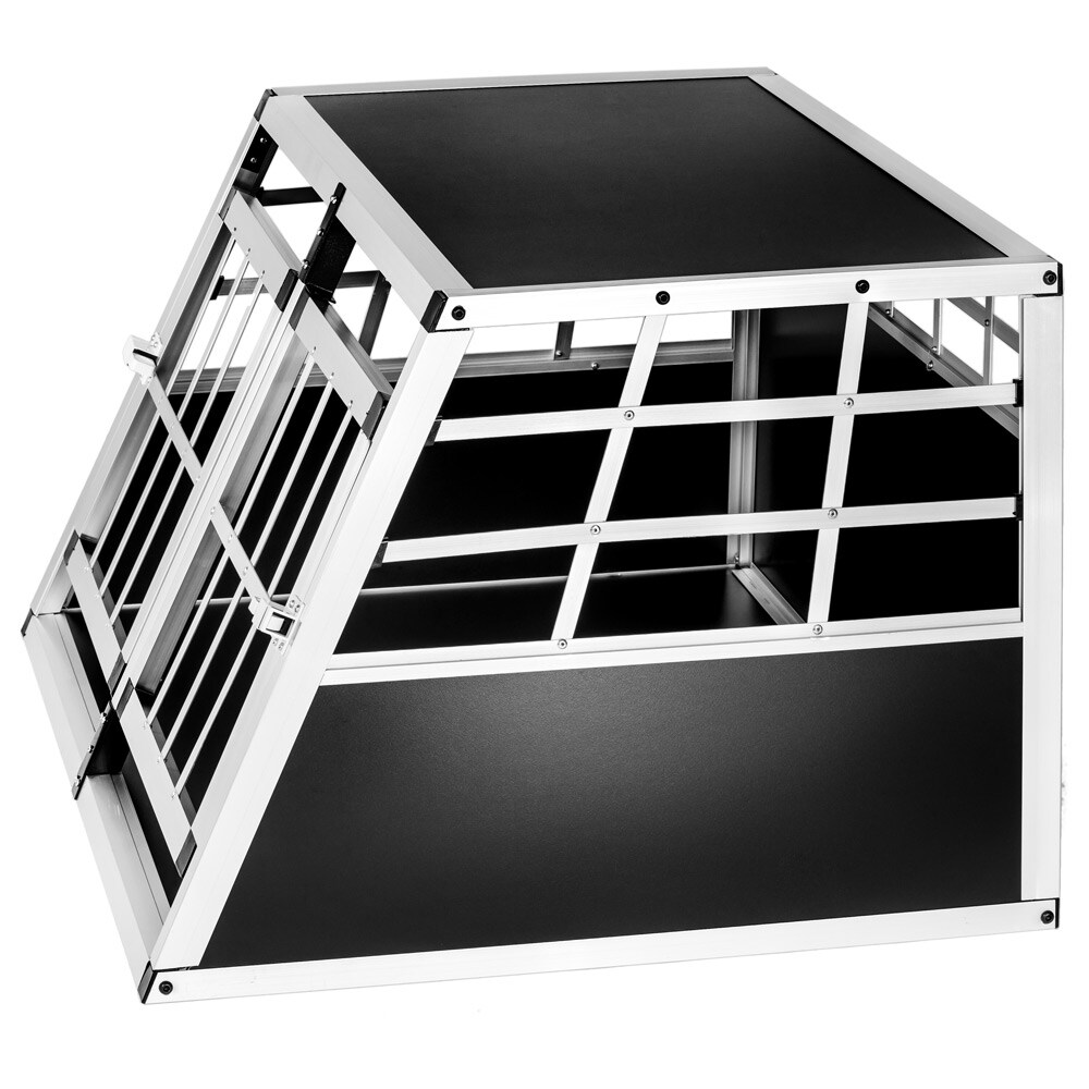 tectake® Hundetransportbox doppel, mit gerader Rückwand, verschließbare Gittertür, mit schützenden Kunststoffecken