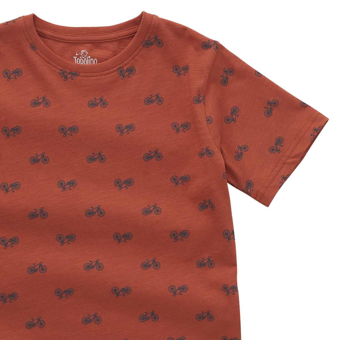 Topolino Jungen T-Shirt mit Fahrrad-Allover terracotta