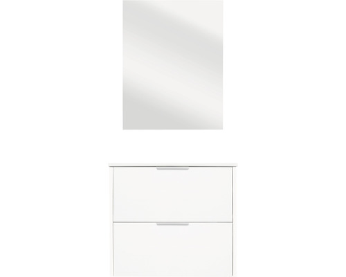 Badkamermeubelset Differnz Bolo 61 x 110 x 46 cm, frontkleur wit hoogglans, wastafel en spiegel wit, badmeubel
