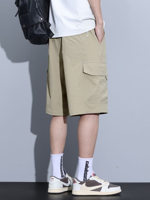 Denimic - Effen shorts met trekkoordtaille