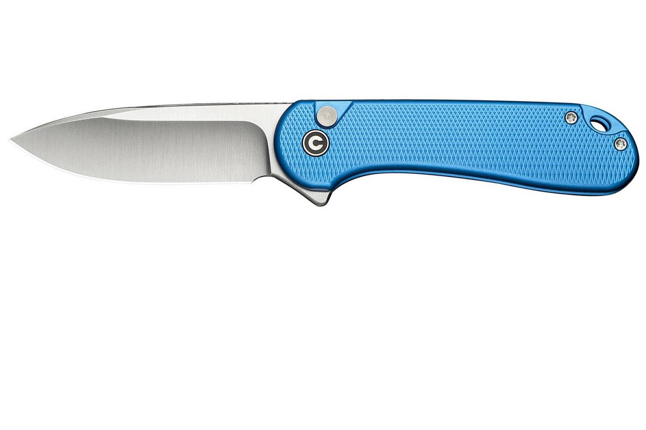 Civivi Elementum II Button Lock C18062PD-2 Satin Nitro-V, Diamond Patterned Blue Aluminum, zakmes