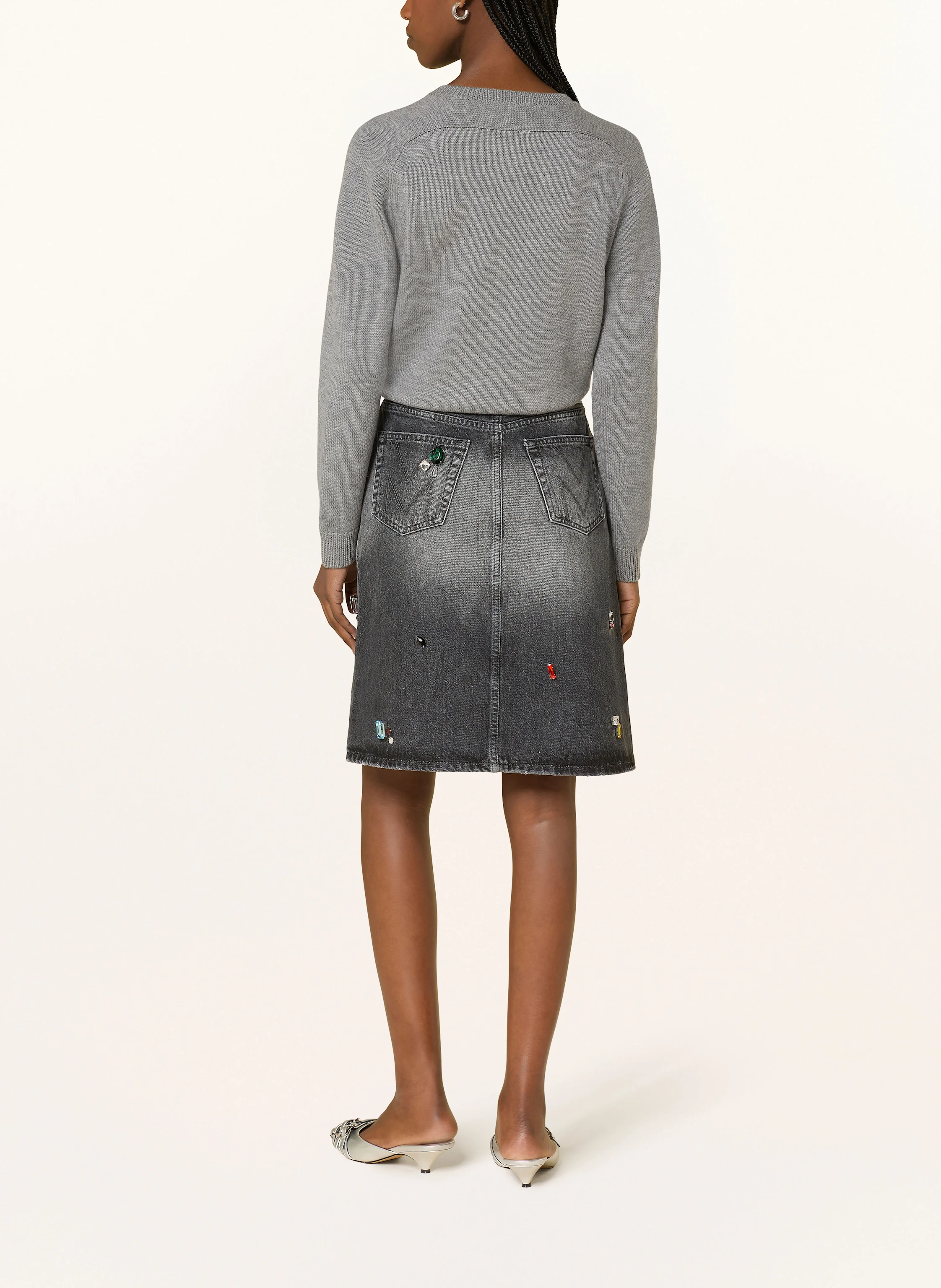 MARC JACOBS Jeansrock mit Schmucksteinen