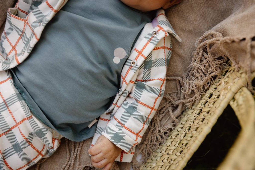 Quapi baby geruite shacket zomerjas ecru/grijsblauw/oranje