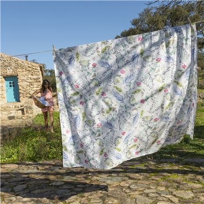 Nappe polycoton motif végétal