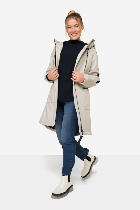 Softshell-Mantel, Kapuze, 2-Wege-Zipper, Zipptaschen