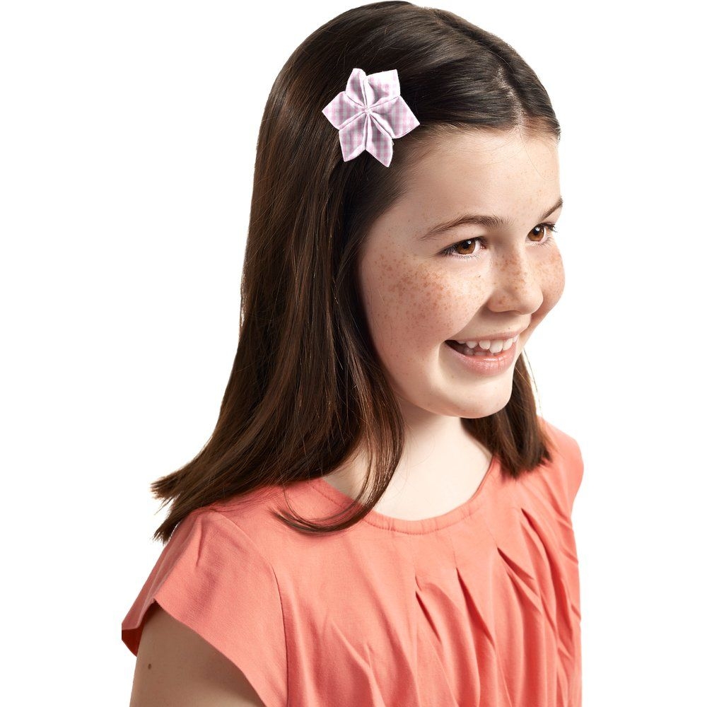 Barrette Fleur Étoile 4 Vichy Rose