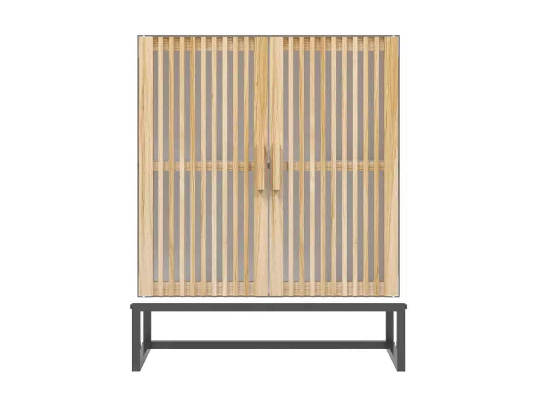 Commode naturel et blanc 60x30x75 bois d'ingénierie