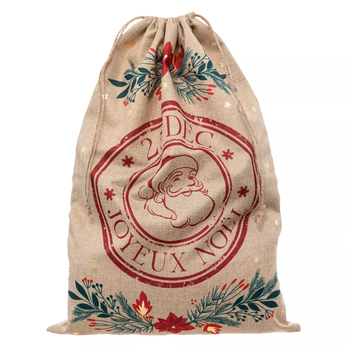 Sac cadeau en jute (H70 cm) Poinsettia Naturel
