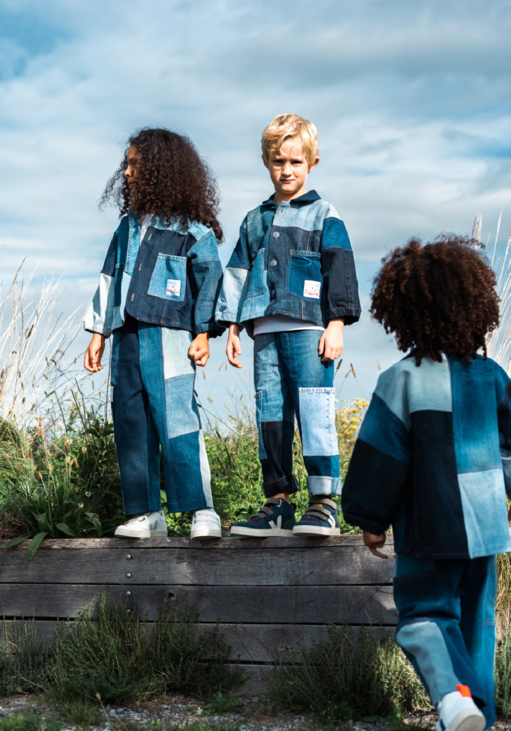 RRREVOLVE x Mini Etiquette Kinderjacke Patchwork Denim