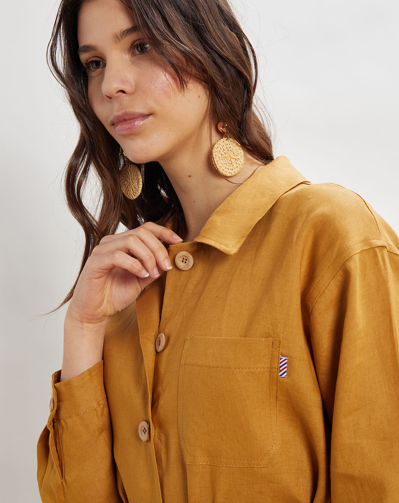 La Petite Francaise Veste 100% Lin Vera ocre