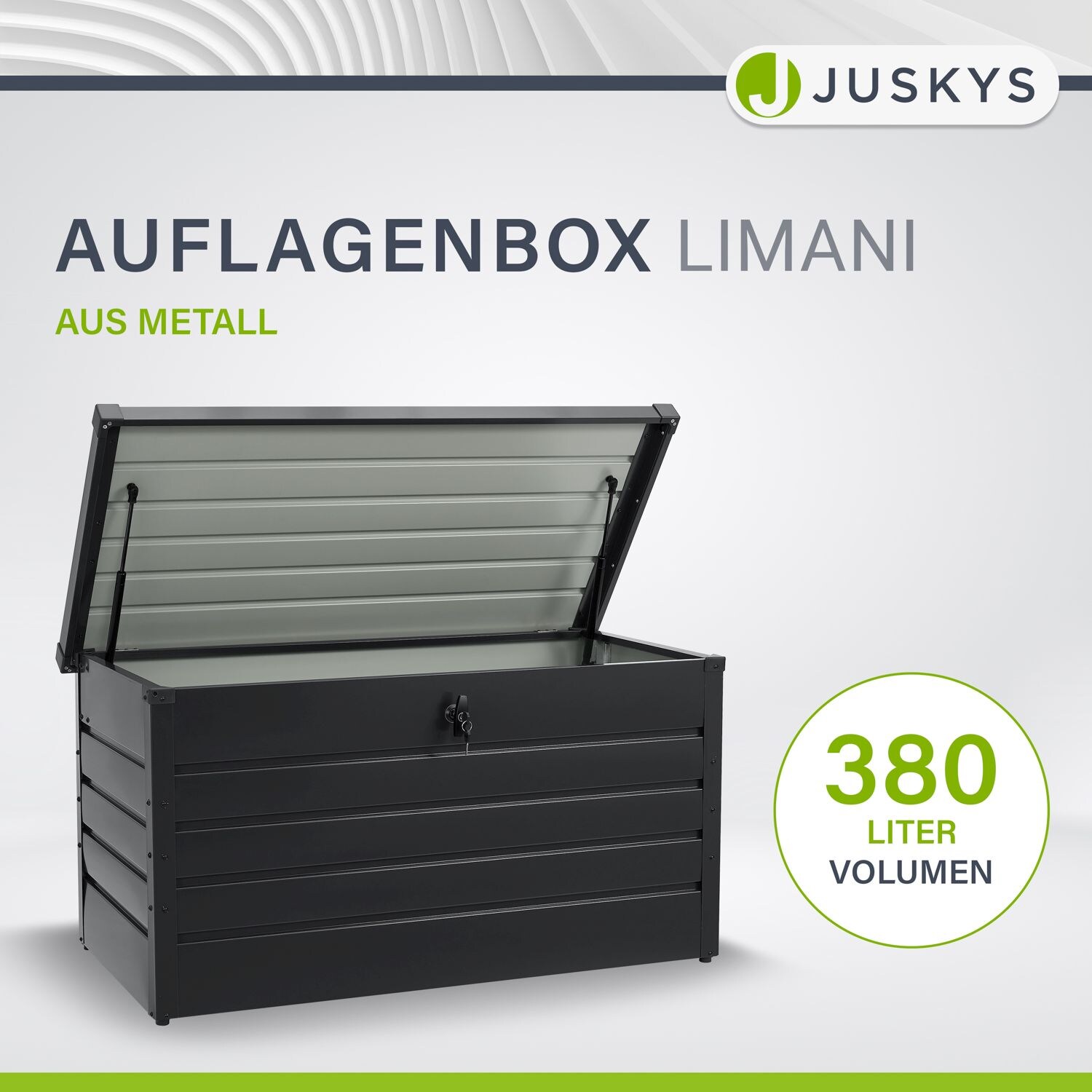 Juskys Metall Aufbewahrungsbox Limani 380 Liter - Box wasserdicht, abschließbar - Anthrazit