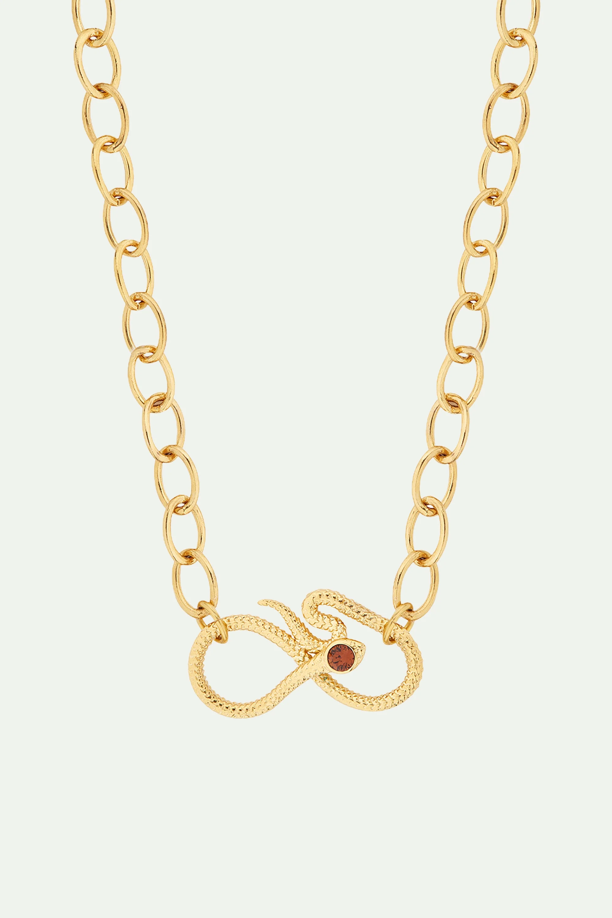 Collier plastron chaîne maille ovale et serpent égyptien | Jaune