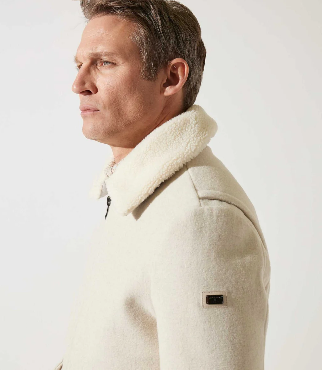 Blouson en laine col sherpa mastic MATHIAS