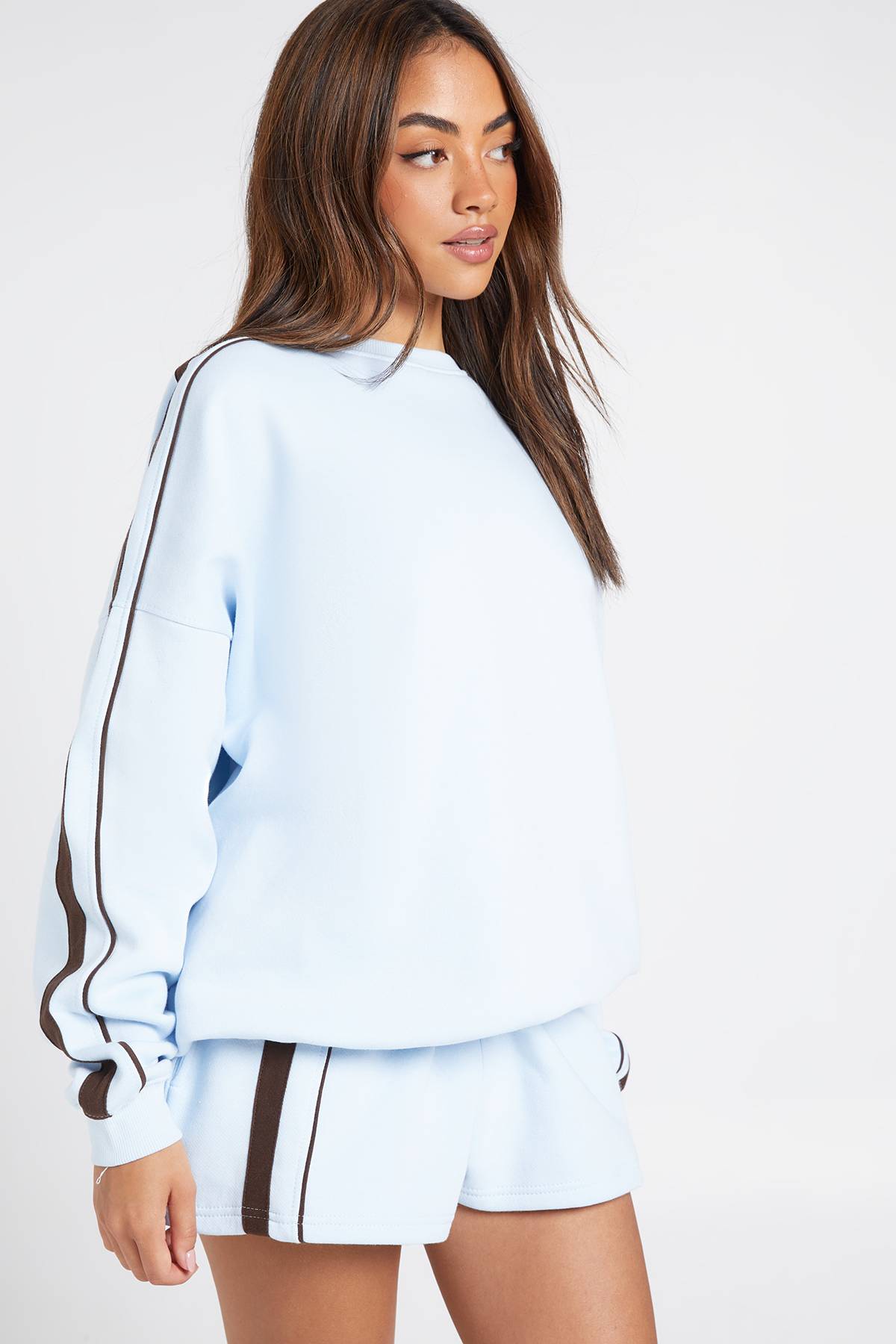 boohoo Ensemble De Survêtement Sweat Et Short À Détail Double Bande