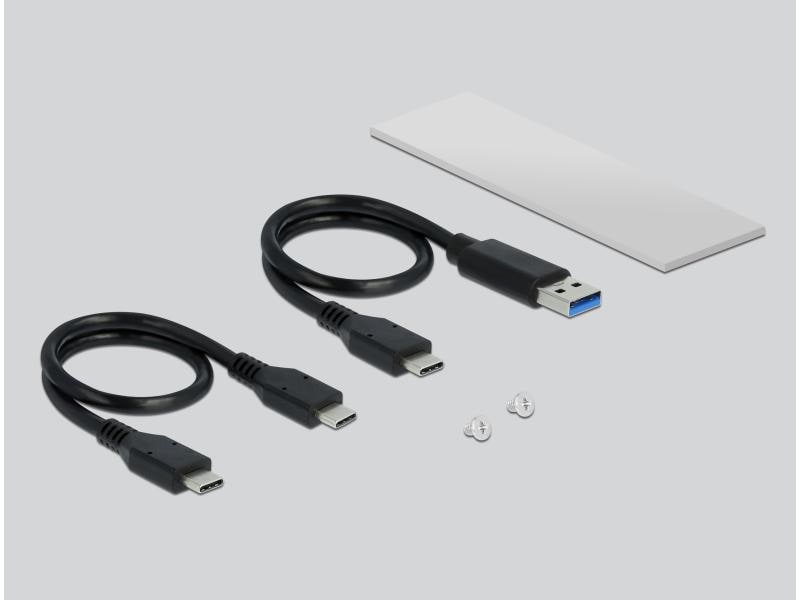 Delock Externes Gehäuse USB-C -  M.2 Key-M, NVME M.2 Delock Externes Gehäuse für M.2 NVMe PCIe SSD mit SuperSpeed USB 10 Gbps (USB 3.2 Gen 2) USB Type-C Buchse