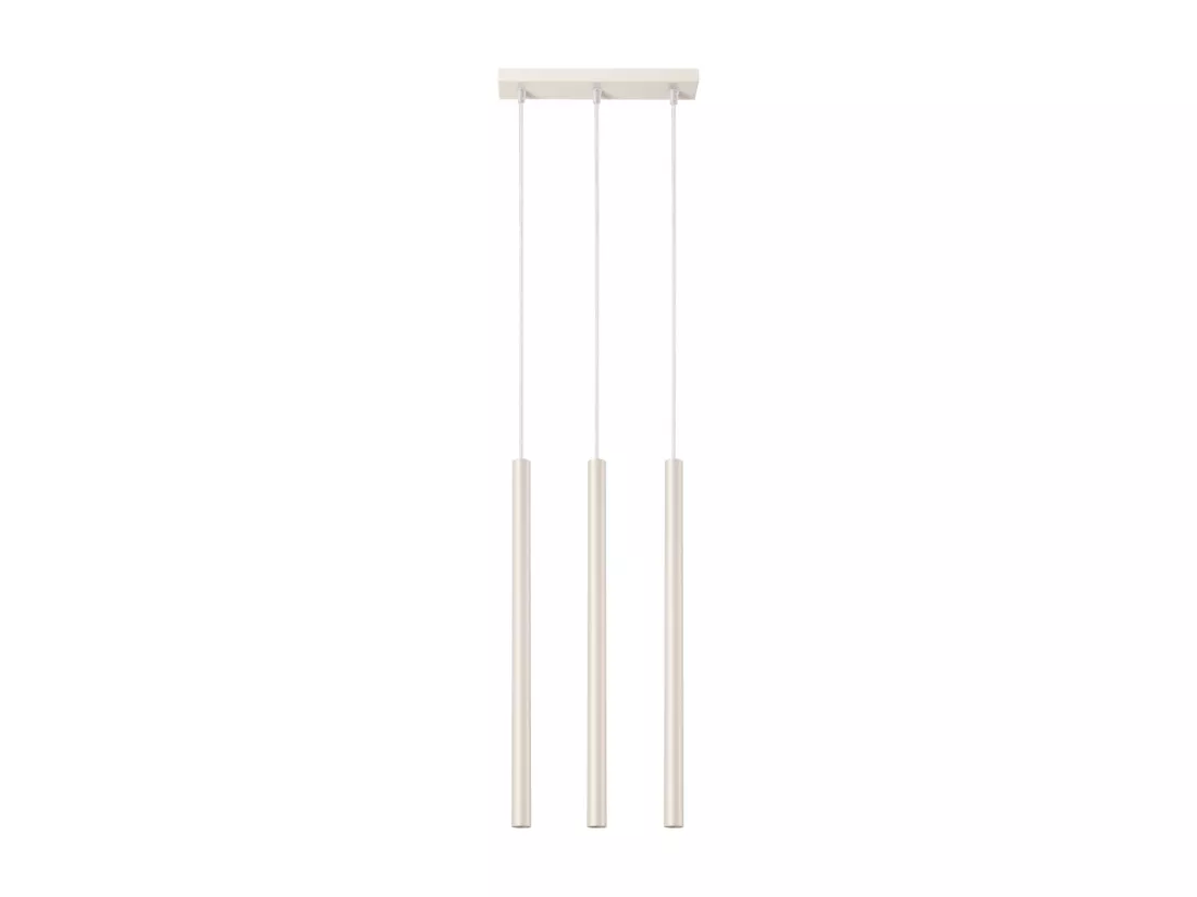 Lampe à suspension Pastelo moderne en acier - 3 sources lumineuses - L.30 x H.94 cm - beige
