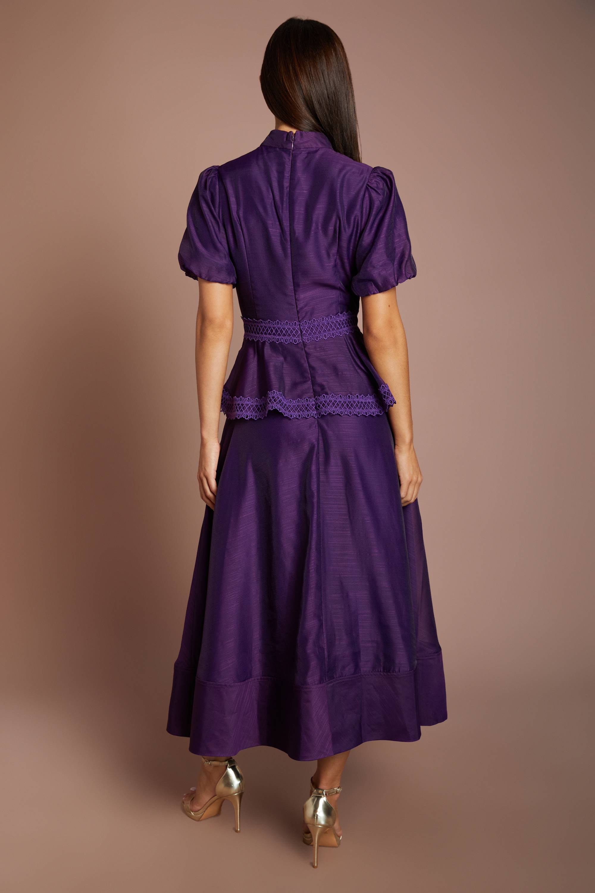 Coast Robe Midi En Organza À Manches Bouffantes Avec Détails De Fleurs 3D