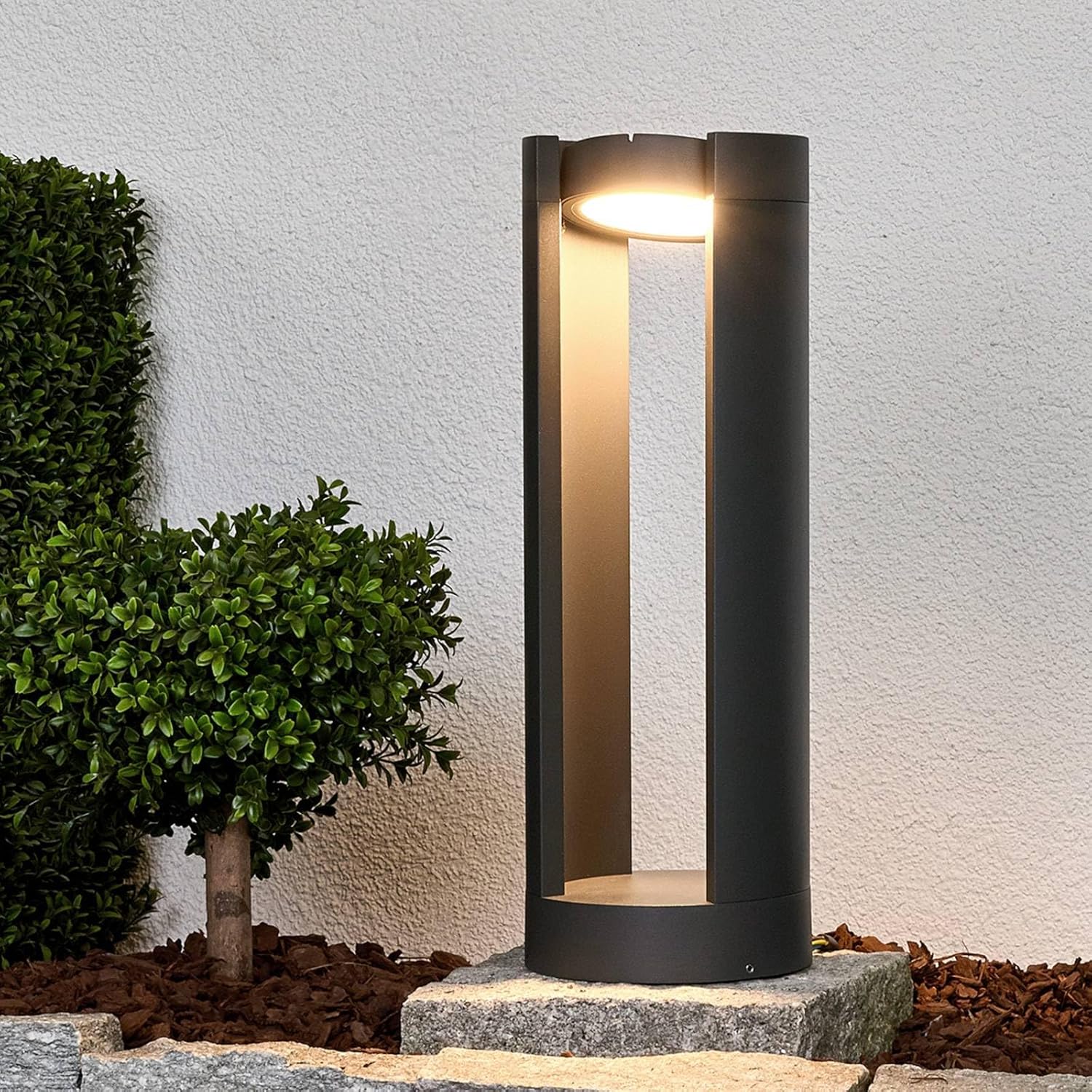Lucande LED Wegeleuchte/Sockelleuchte 50 cm, Aussenleuchte drehbarer Leuchtkopf strahlwassergeschützt IP65 15W