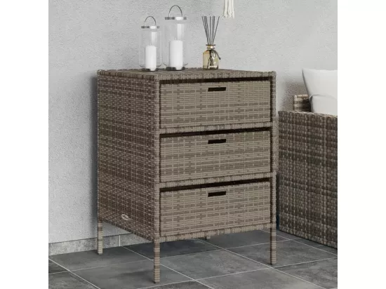 Armoire de rangement de jardin et 3 tiroirs gris résine tressée