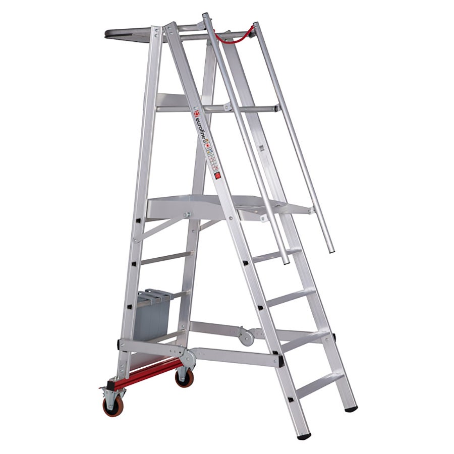 Euroline Premium 32778 Mobiele opvouwbare platformladder, 5 treden