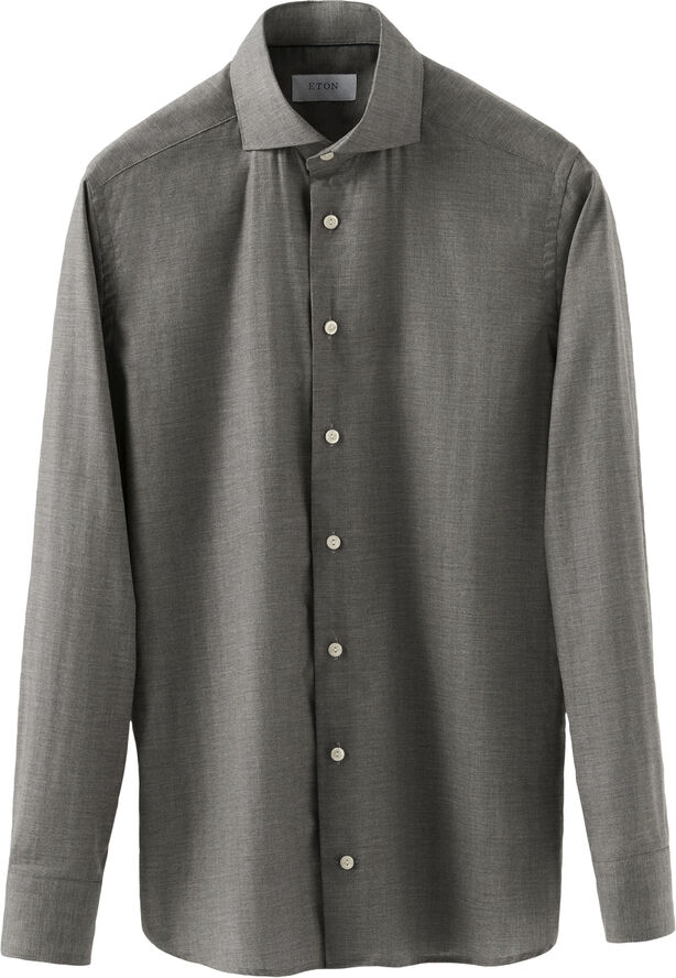 ETON HERRINGBONE WRINKLE FREE FLANNEL SH Grå