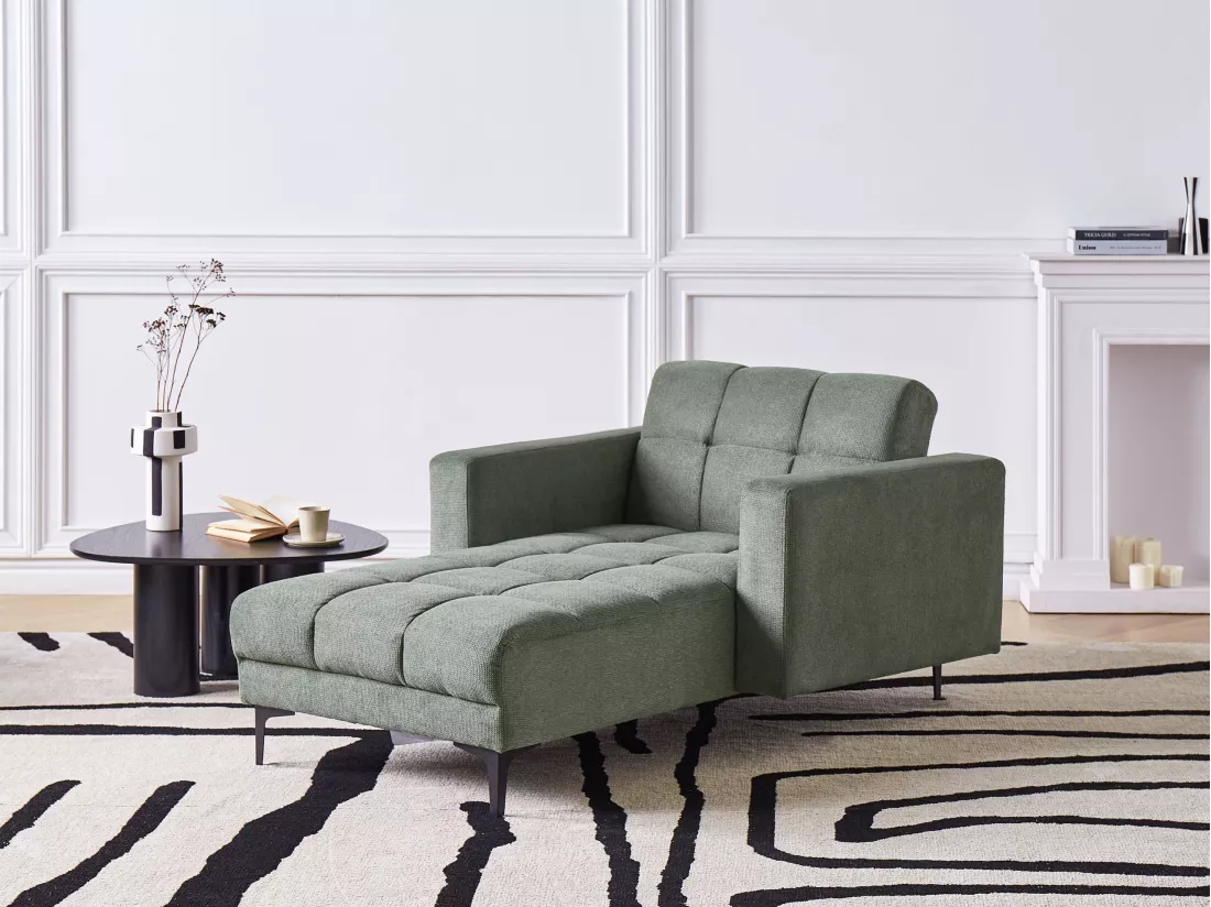 Chaise longue en tissu vert ALNES