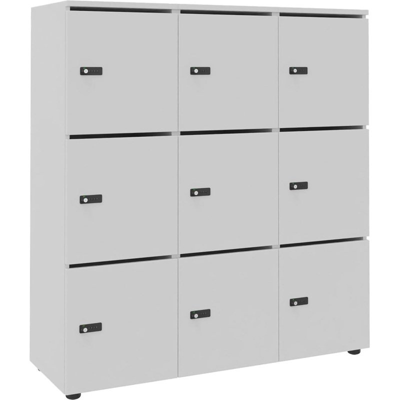 Casier de rangement de bureau Flexycaz 9 portes individuelles 3 x 3 cases L 120 x P 42 x H 131,4 cm +clé pass