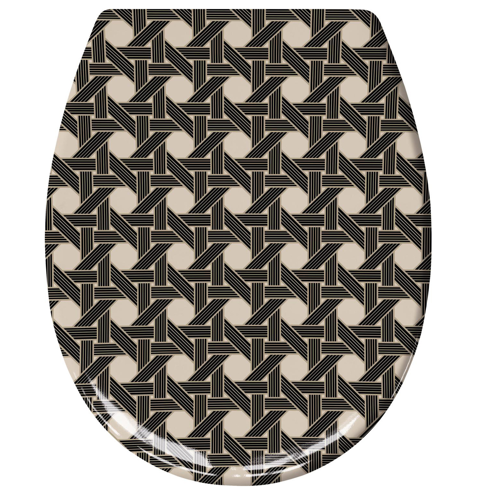 WC-Sitz - schwarz-taupe - geometrisches Muster