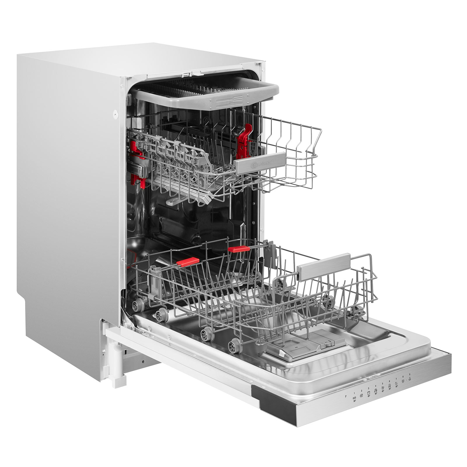 BAUKNECHT Einbau-Geschirrspüler BSBO 3O21 PF X - silber - teilintegriert - 45 cm - E