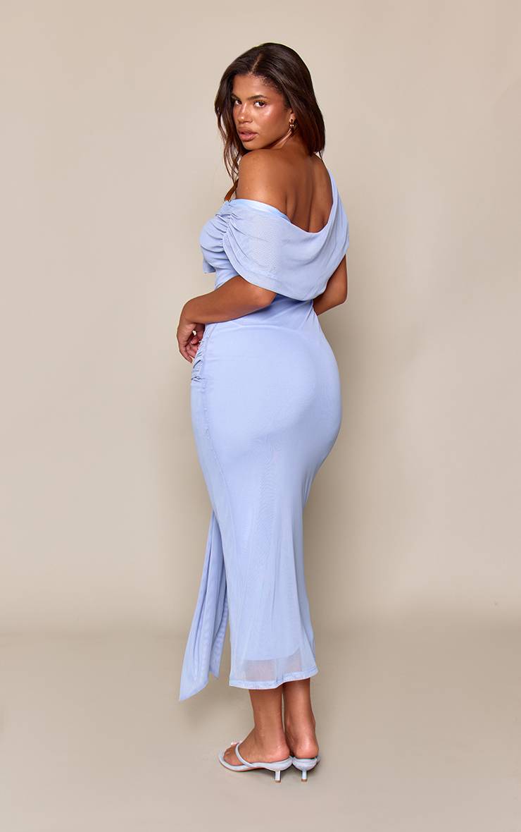 Bleu Poudré Robe Maxi Shape Bleue Bardot Avec Lien À La Taille