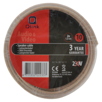Q-Link luidsprekersnoer 2x1.5mm 10 meter transparant