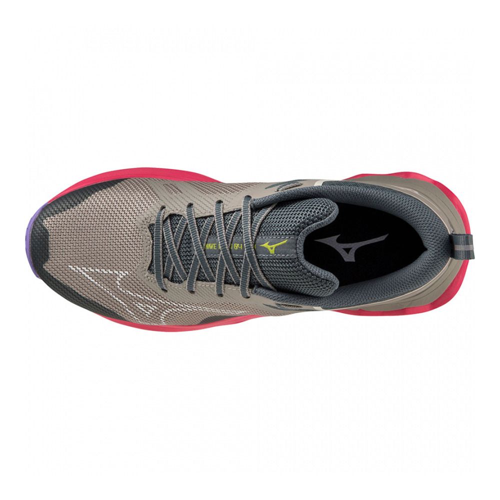 Mizuno WAVE IBUKI 4 - Chaussures trail Femme ghost gray/high-vis pink/p.punch