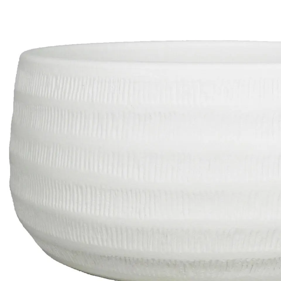 Floran Bloempot Lena - schaal - wit - mat - ribbel - 29 x 14 cm
