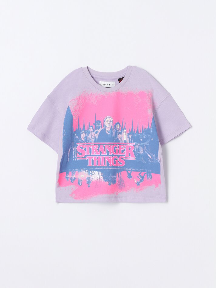Camiseta estampada de Stranger Things da Netflix - Lilás