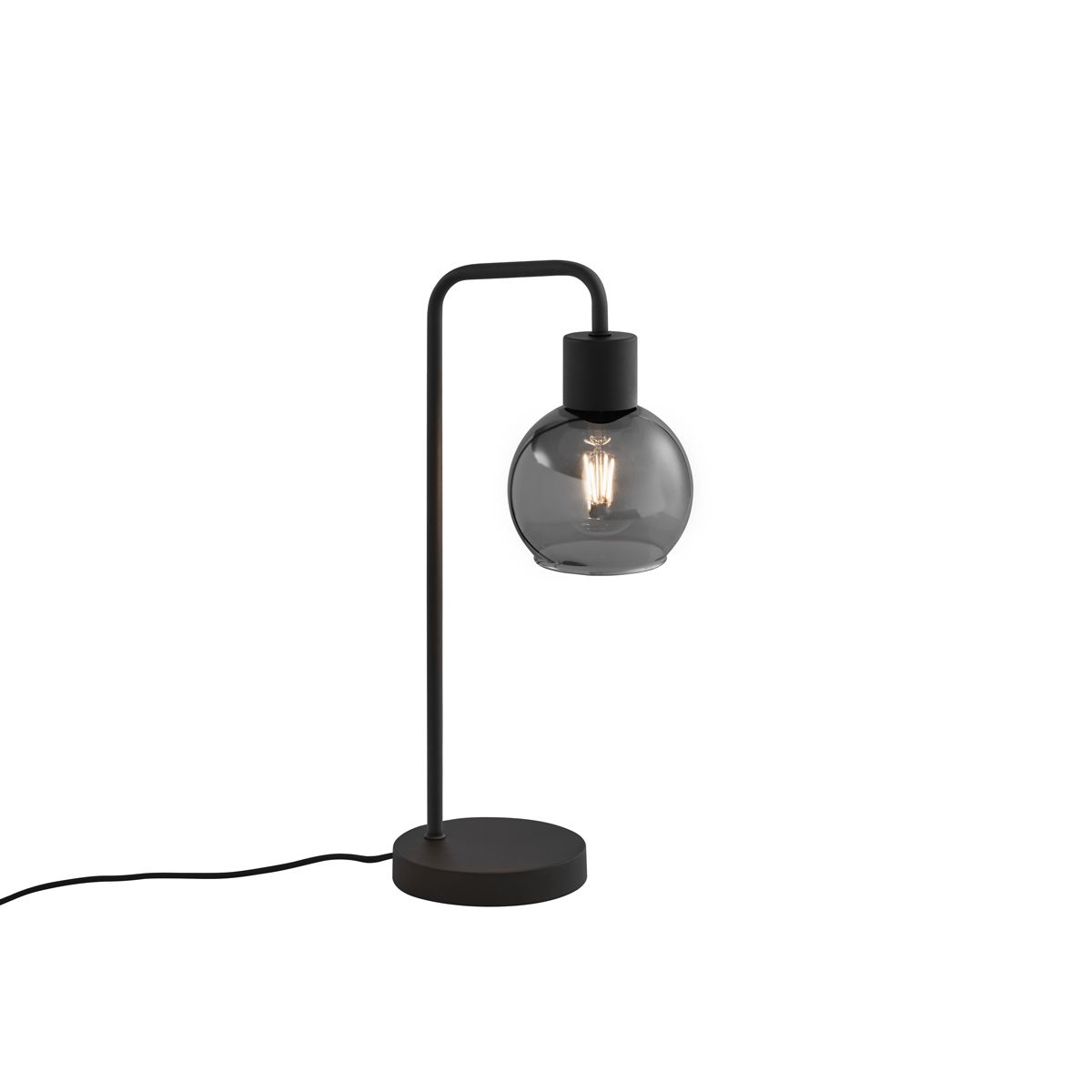 Art Deco tafellamp zwart met smoke glas - Vidro