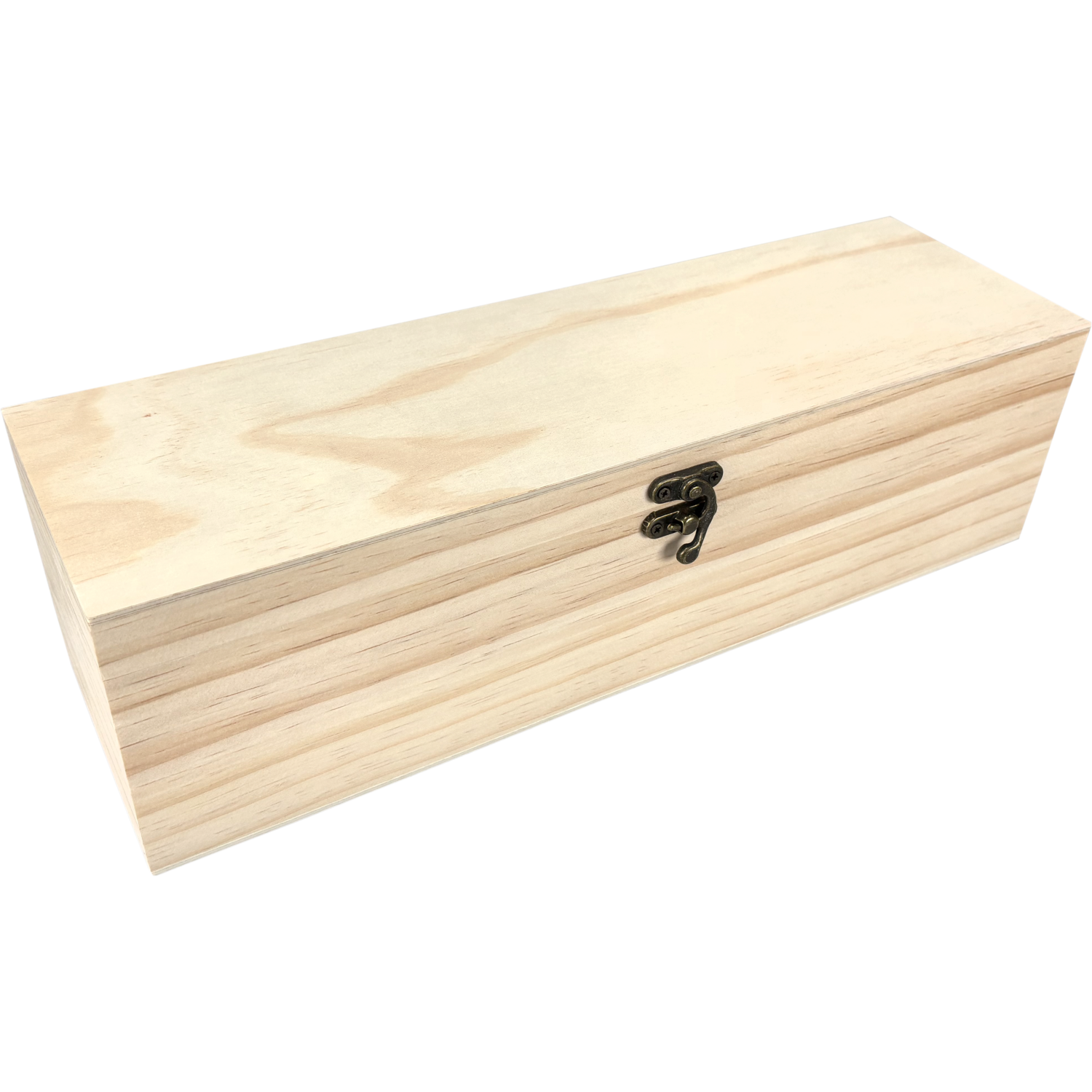 Wijnkist, 1 fles, scharnierdeksel, 340x95x95mm, hout, naturel