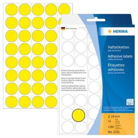 HERMA Etikett Farbpunkt gelb Ø 19mm 1280 St.
