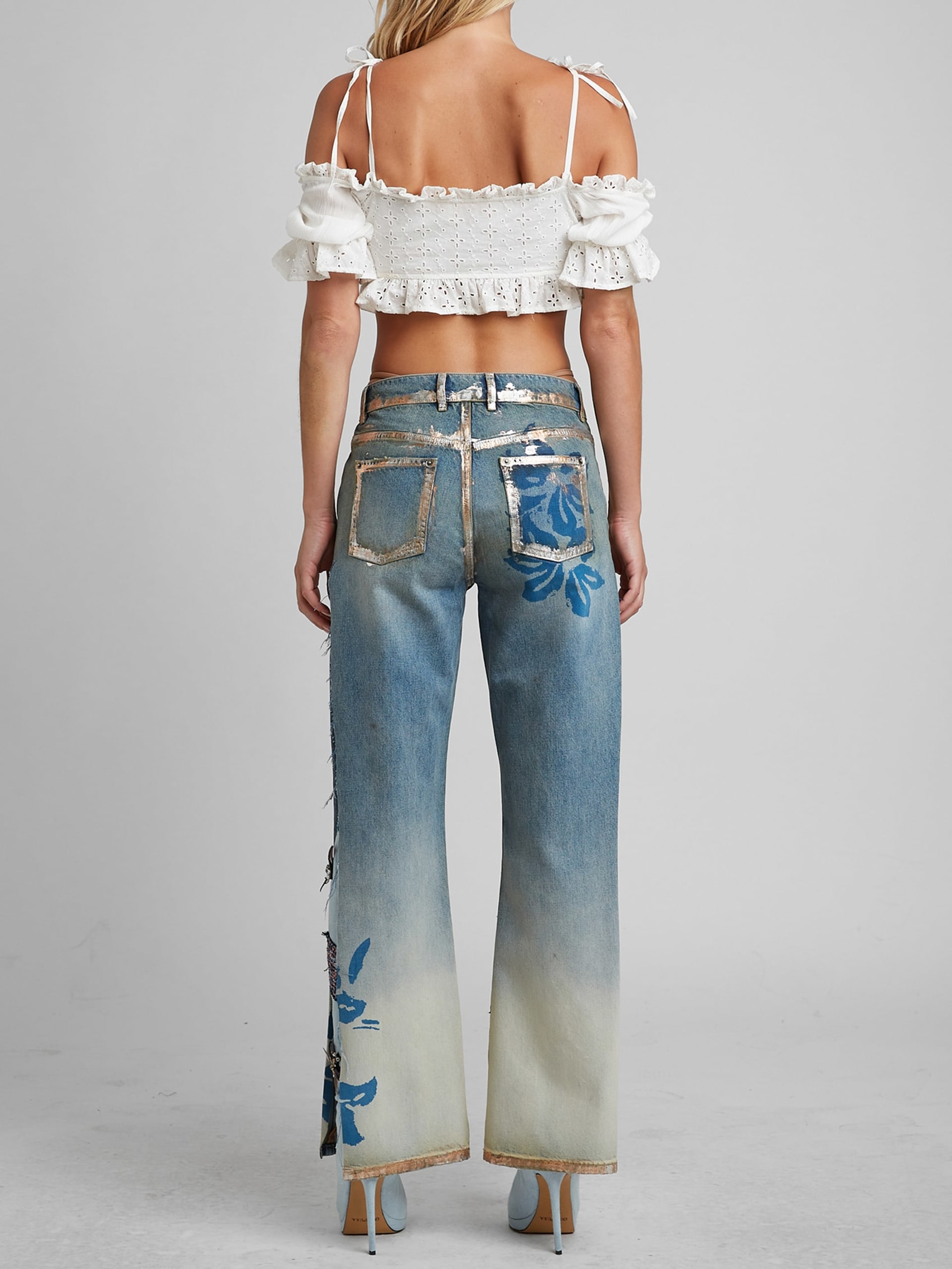 Calça jeans floral
