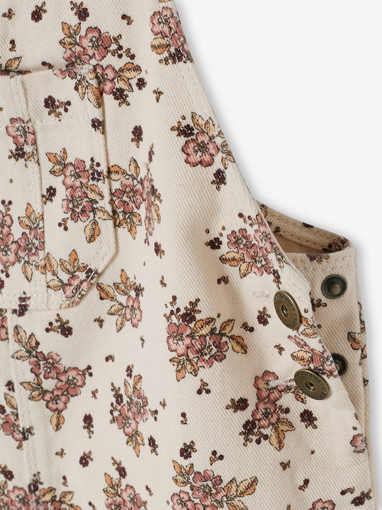 Vestido jardineira floral com alças franzidas em cinza pérola