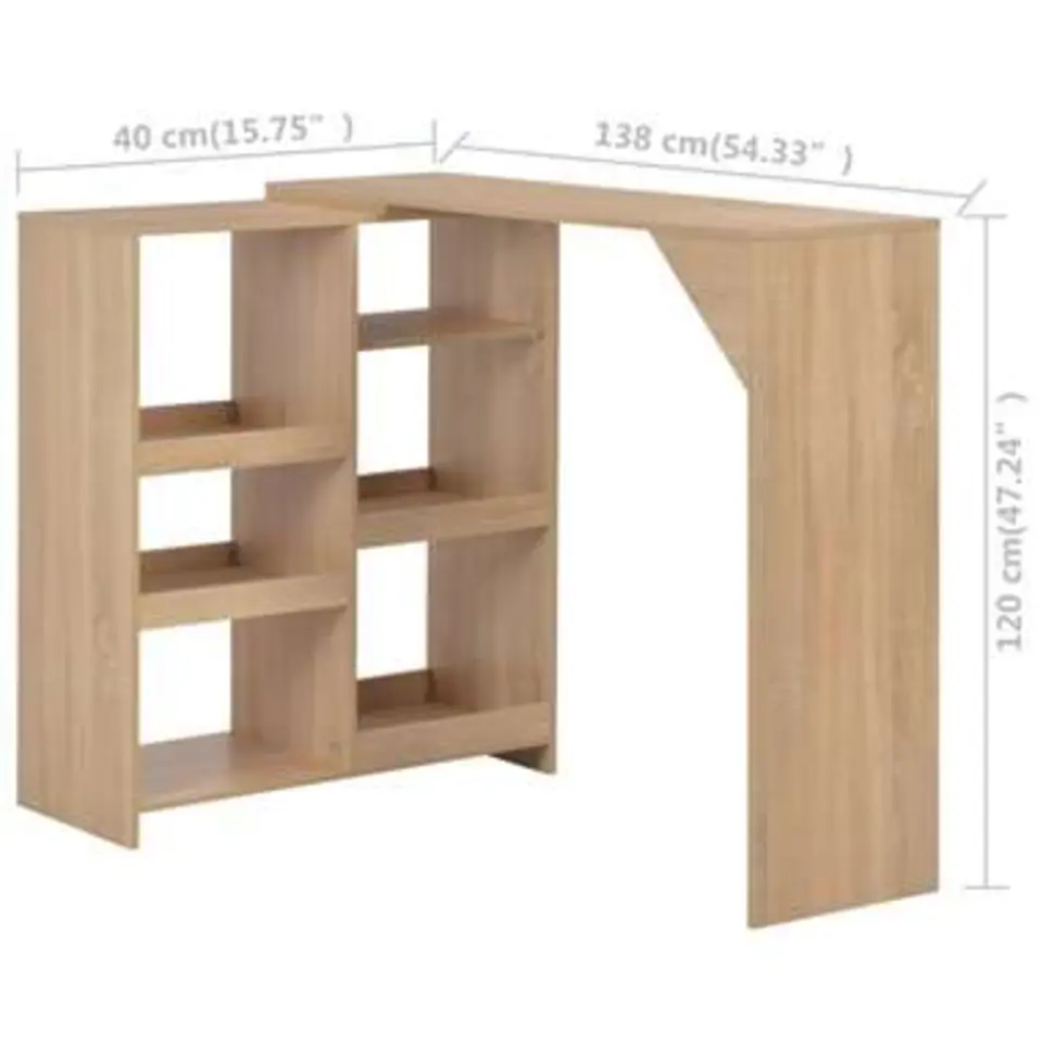 vidaXL - Bartafel - Bruin - Bewerkt hout