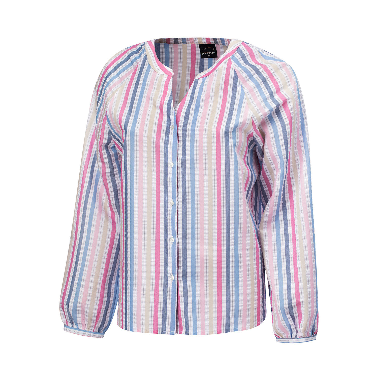 Lockere gestreifte Bluse mit Knopfleiste