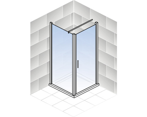 Douchedeur met zijpaneel en draaideur SCHULTE TouraPlus ExpressPlus 80 x 80 cm, zwart profiel, helder glas, vuilafstotende glascoating, deurscharnier rechts