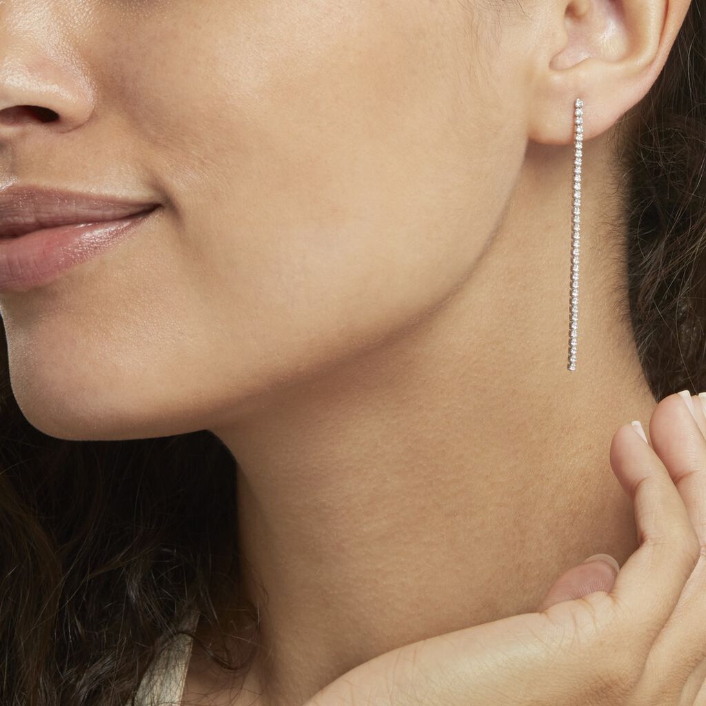 Boucles D'oreilles Pendantes Lou-anne Argent Blanc Oxyde De Zirconium
