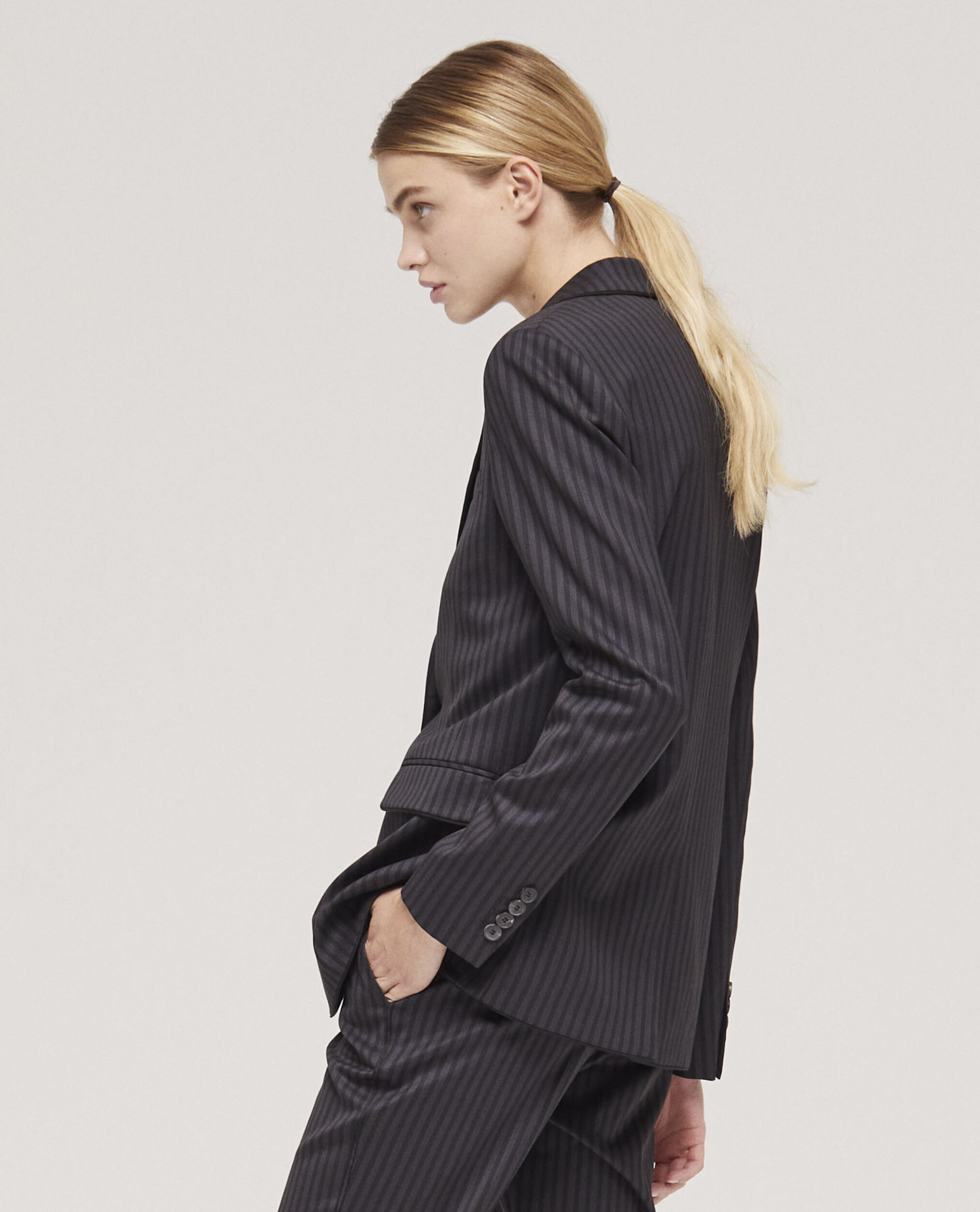 Veste de costume en laine à rayures