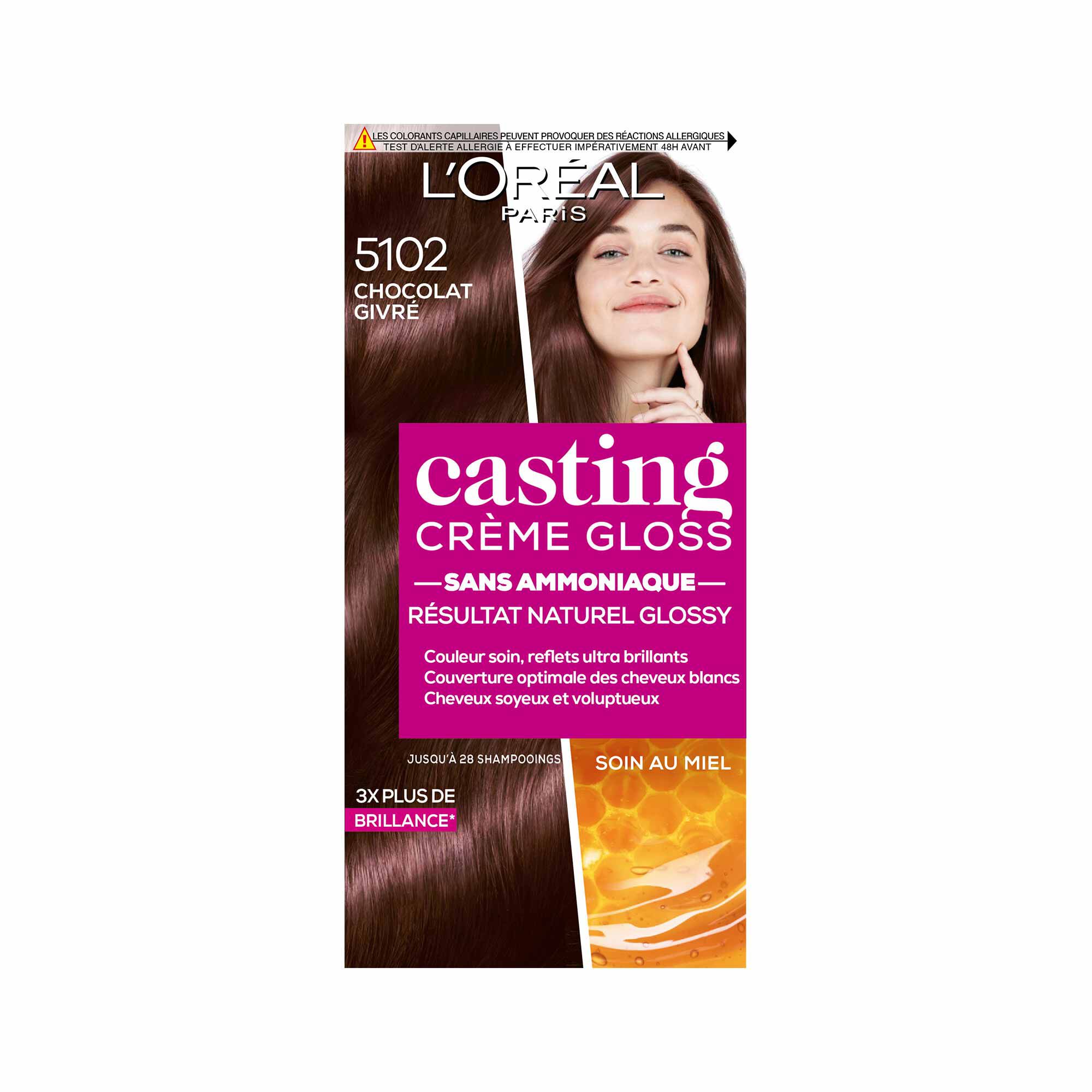 Casting Crème Gloss Châtain · Couleur soin, reflets ultra brillants