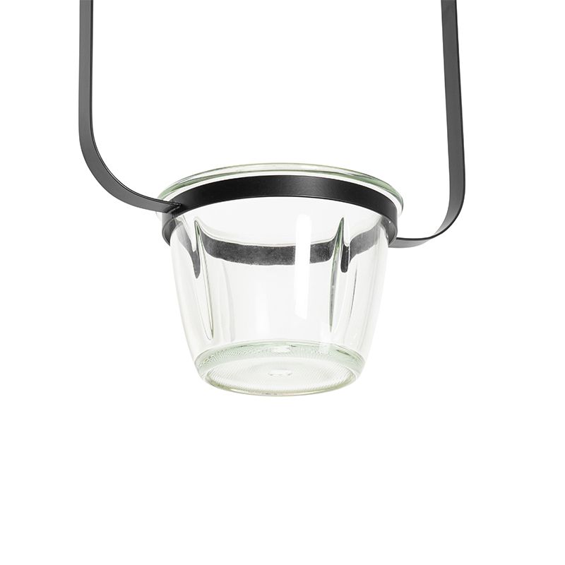Moderne plafondlamp zwart met glas rechthoekig - Roslini