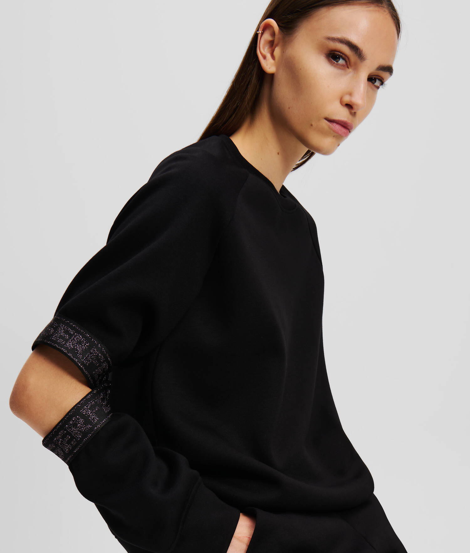 SWEAT-SHIRT AVEC GALON À LOGO BRILLANT KARL
