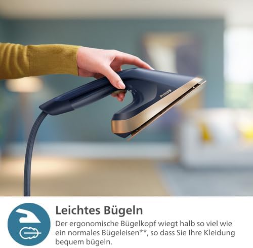 Philips All-in-One-Bügelkomplettlösung 8500-Serie - Mehrwinkliges Bügelbrett, kein Verbrennen, abnehmbare Basis, Dual Heating Technologie, tötet 99,9% der Bakterien und Staubmilben* (AIS8530/20)